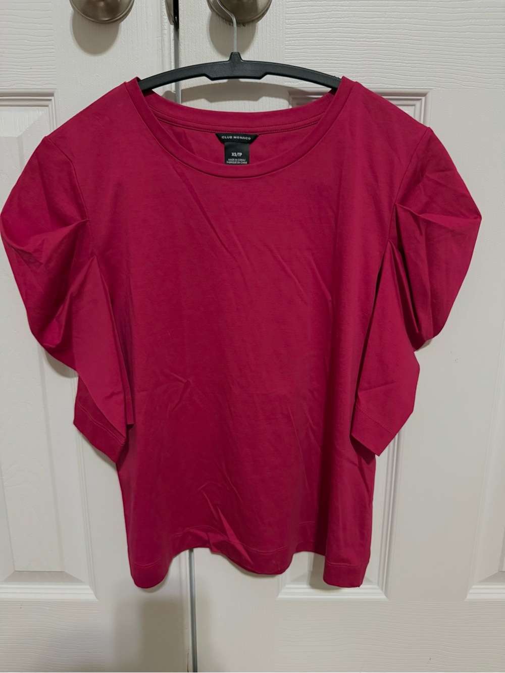 Club Monaco Hot Pink Puff-Sleeve Tee